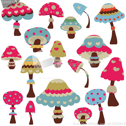 Image of colorful mushrooms