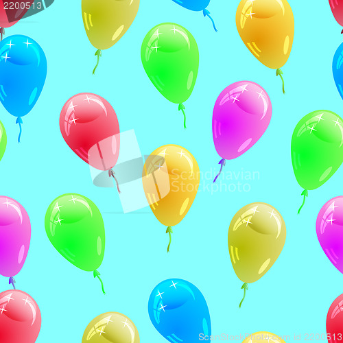 Image of Background with glossy multicolored balloons. . Seamless wallpap