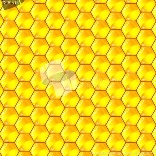 Image of Golden  cells of a honeycomb pattern. Vector illustration.