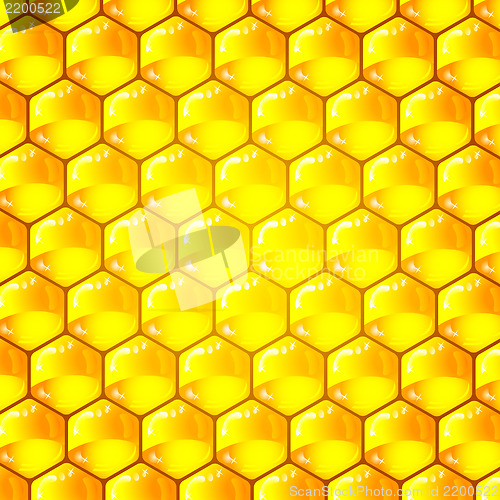 Image of Golden  cells of a honeycomb pattern. Vector illustration.