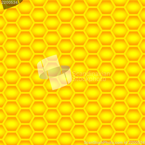 Image of Golden  cells of a honeycomb pattern. Vector illustration.