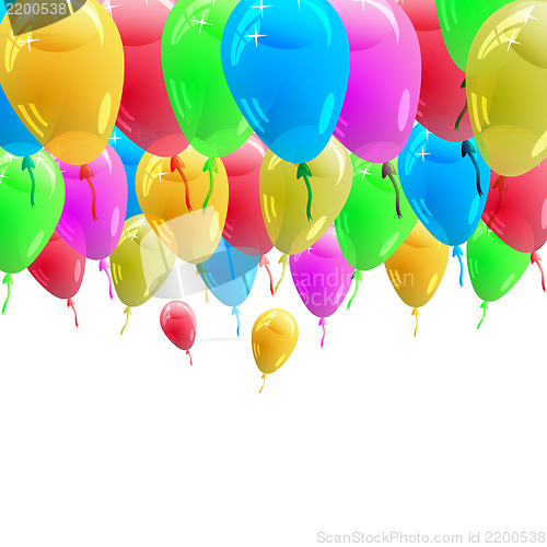 Image of Background with glossy multicolored balloons. Vector illustratio