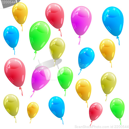 Image of Background with glossy multicolored balloons. Vector illustratio