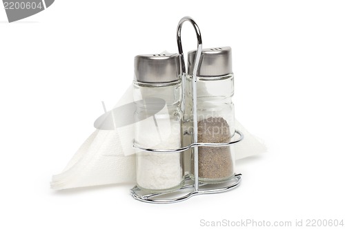 Image of Salt and pepper shaker on a white