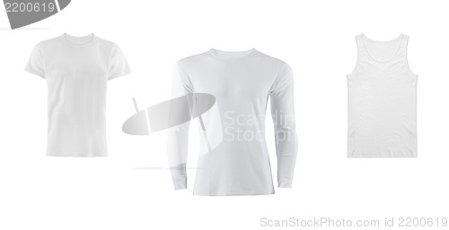 Image of various t shirts on white background