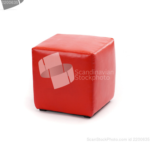 Image of red leather foot stool ottoman