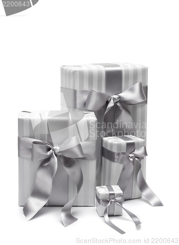 Image of Black and white gift boxes isolated on white background