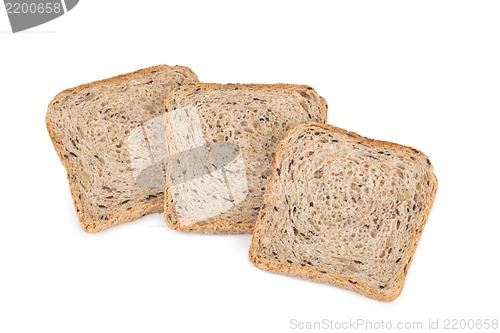 Image of bread sliced, on white
