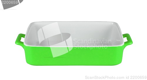 Image of empty ceramic rectangular baking dish isolated