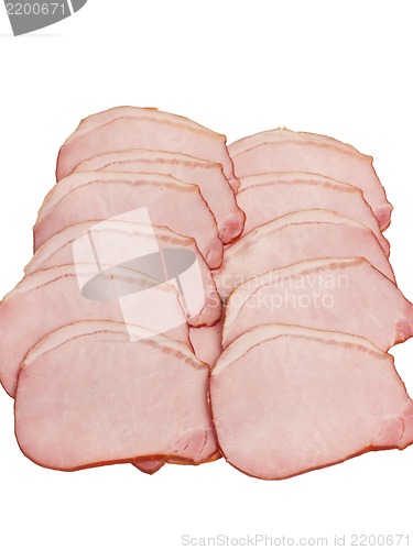 Image of Two sets of ham slices isolated