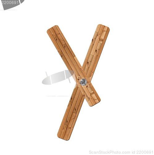 Image of wooden alphabet - letter Y? on white background