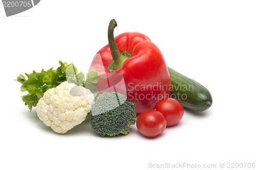 Image of fresh vegetables on the white background