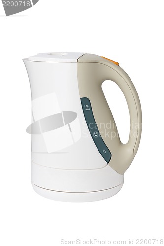 Image of Electric white kettle on the white background