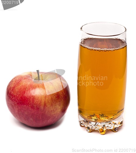 Image of glass of apple juice and apples isolated on white