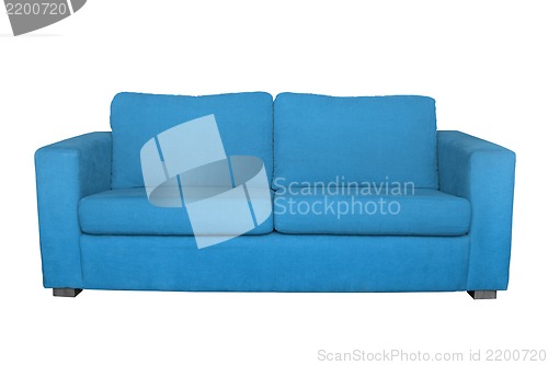 Image of blue sofa isolated on white background