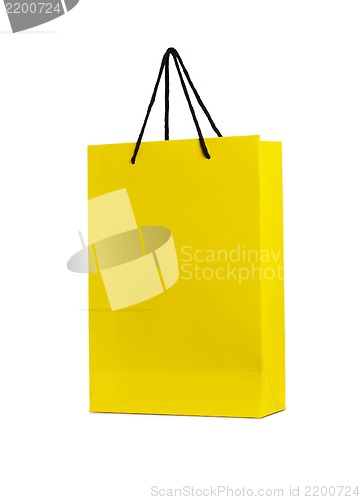 Image of a yellow shopping bag isolated on white background