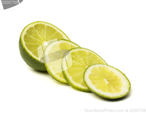 Image of Slice of fresh lime isolated on white background
