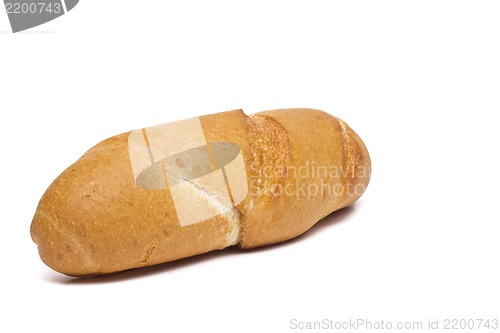 Image of a single plain hotdog bun, isolated on white