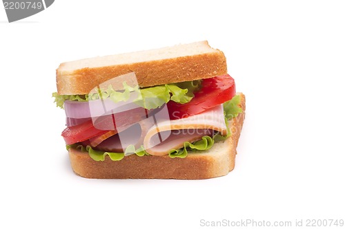 Image of Ham with lettuce and tomatoes