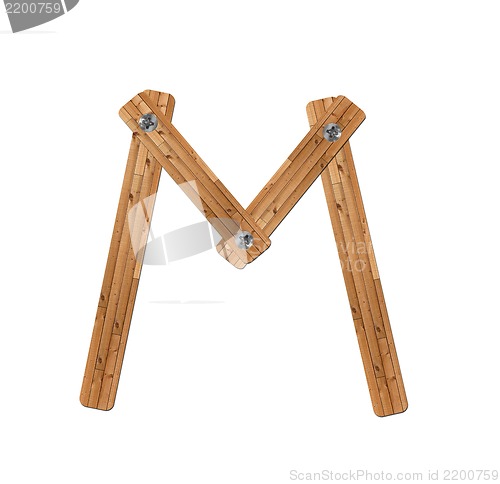 Image of wooden alphabet - letter M on white background