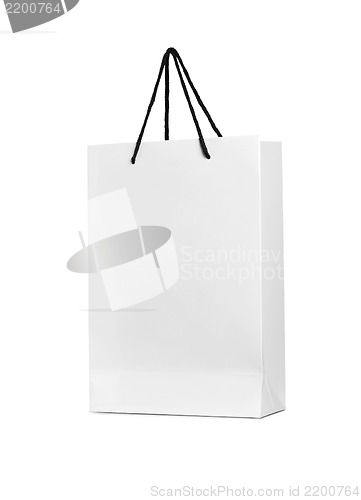 Image of a white shopping bag on a white background