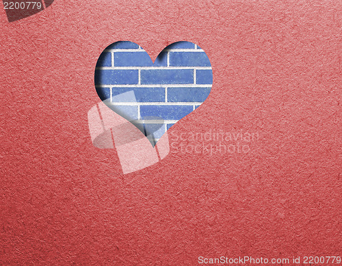 Image of Red felt with heart. Background Valentine's Day