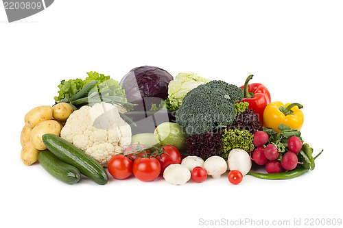 Image of fresh vegetables on the white background