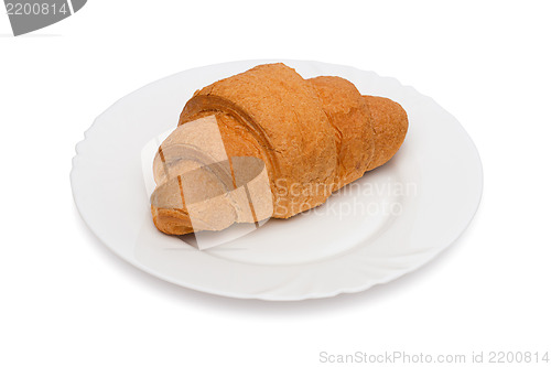 Image of Fresh and tasty croissant over white background