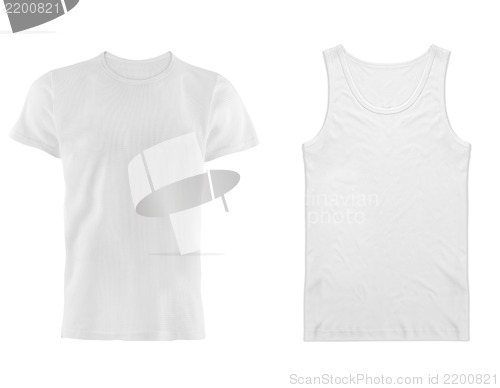 Image of two white T-shirt isolated on white background