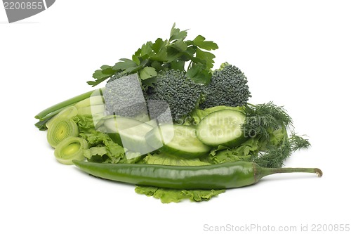 Image of fresh green grass parsley dill onion herbs mix