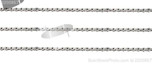 Image of bicycle chains on white background