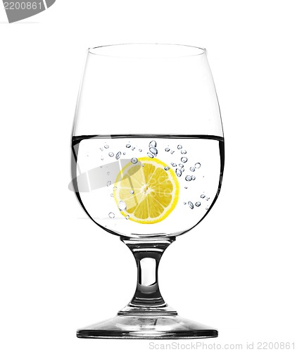 Image of Glass of water with lemon -concept