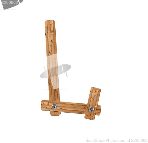 Image of wooden alphabet - letter L? on white background