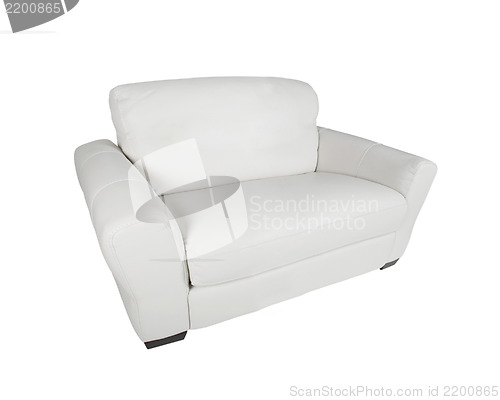 Image of leather white armchair isolated