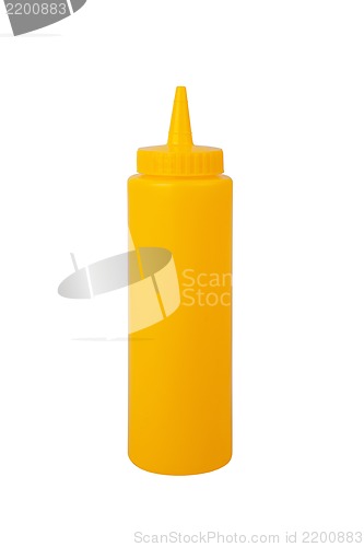 Image of mustard bottle on a white background