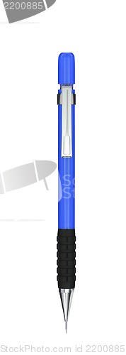 Image of Close up of blue pen isolated