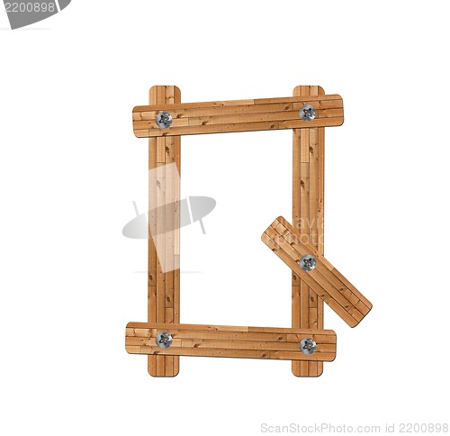 Image of wooden alphabet - letter Q? on white background