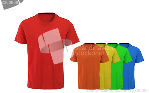 Image of Color t-shirts on white background