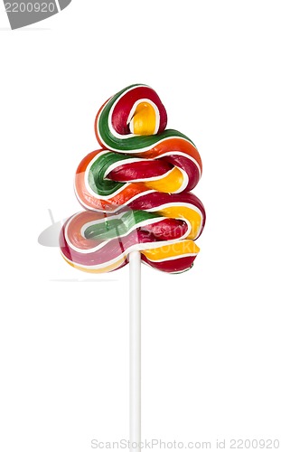 Image of Colorful spiral lollipop lolly pop on a white background