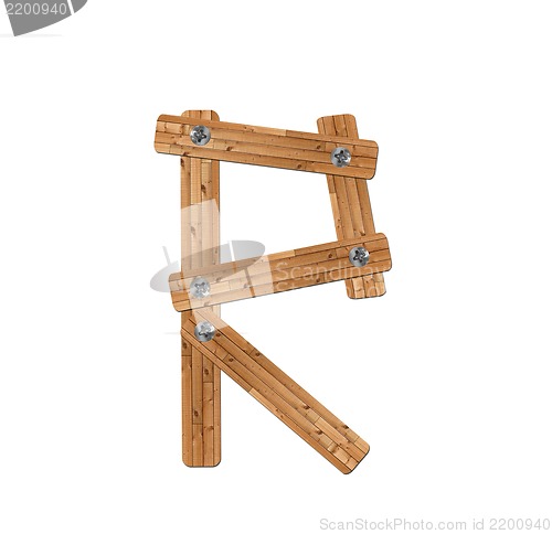 Image of wooden alphabet - letter R? on white background