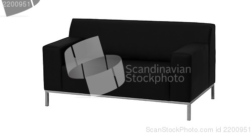 Image of modern black leather sofa isolated against white background