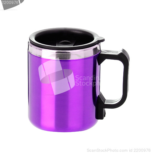 Image of thermos mug with black handle