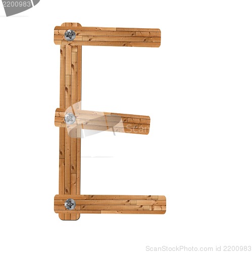 Image of wooden alphabet - letter E? on white background