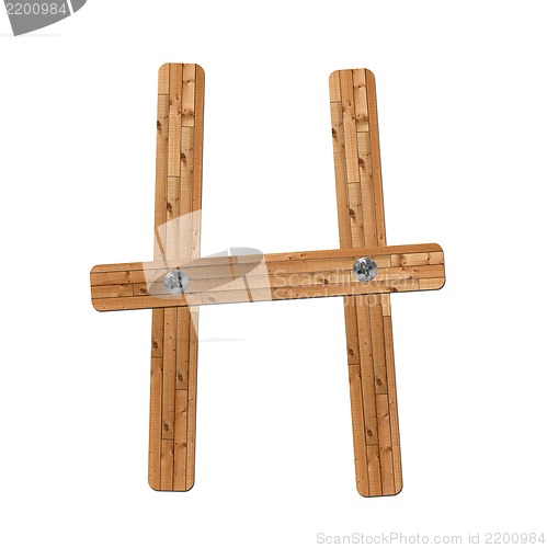 Image of wooden alphabet - letter H? on white background