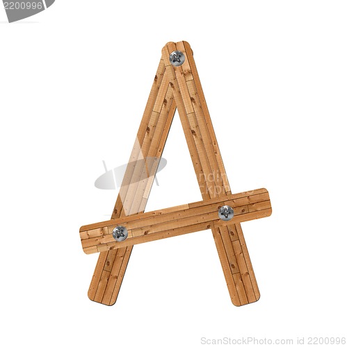 Image of wooden alphabet - letter A? on white background