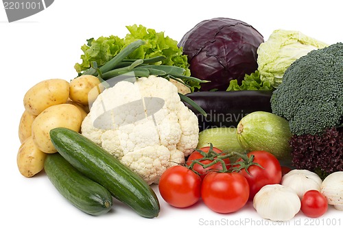 Image of fresh vegetables on the white background