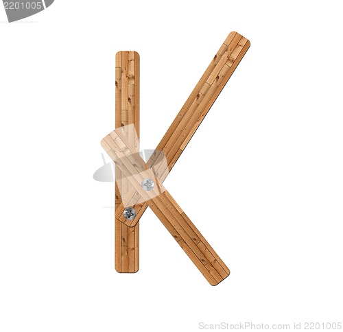 Image of wooden alphabet - letter K? on white background