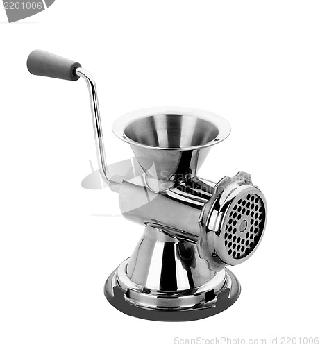 Image of meat grinder on a white background