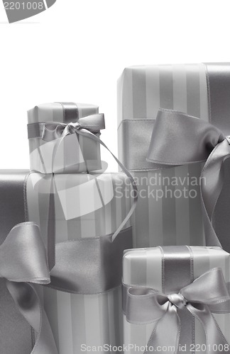 Image of Black and white gift boxes isolated on white background