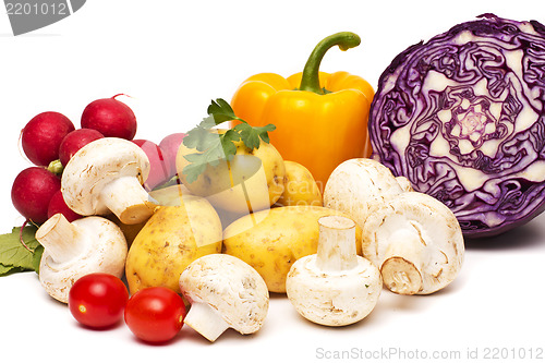 Image of fresh vegetables on the white background